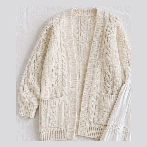 Cream cable-knit cardigan
