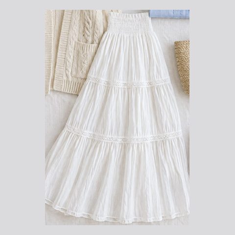 White tiered maxi skirt