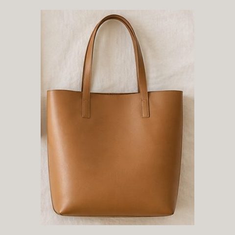 Structured tan leather tote